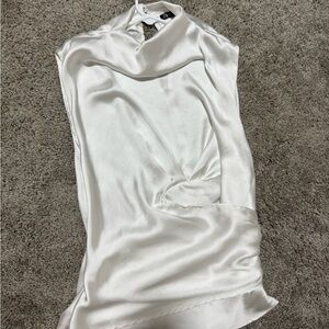 Zara Cowl Neck White Satin Top